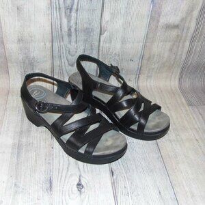 DANSKO Stevie Black Leather Strappy Sandals Womens Size EU 39